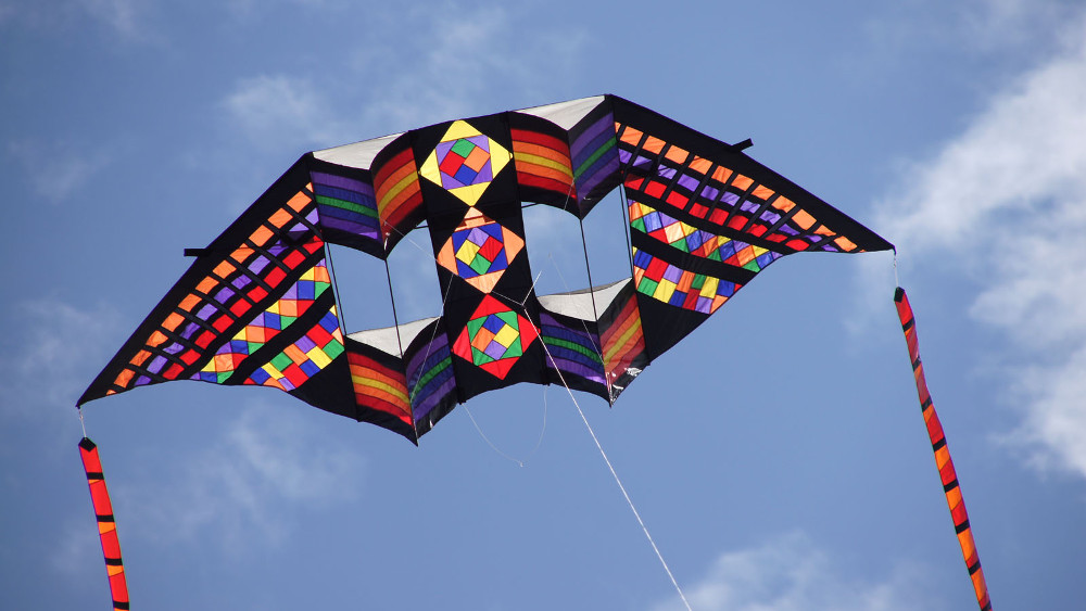 Swept Wing Double Box Delta Kite - Mayan Rainbow